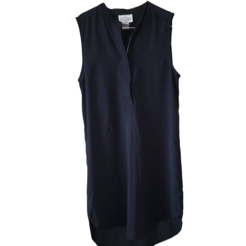 Rhapsodielle Women's Black 1/4 Zip Sleeveless Dress